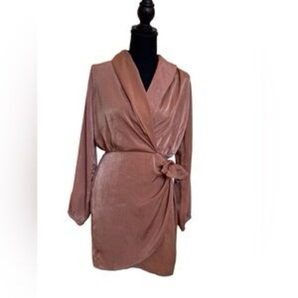 Orange Long Sleeve Sheath Dress with Plunge Neckline - Picture 11 of 11